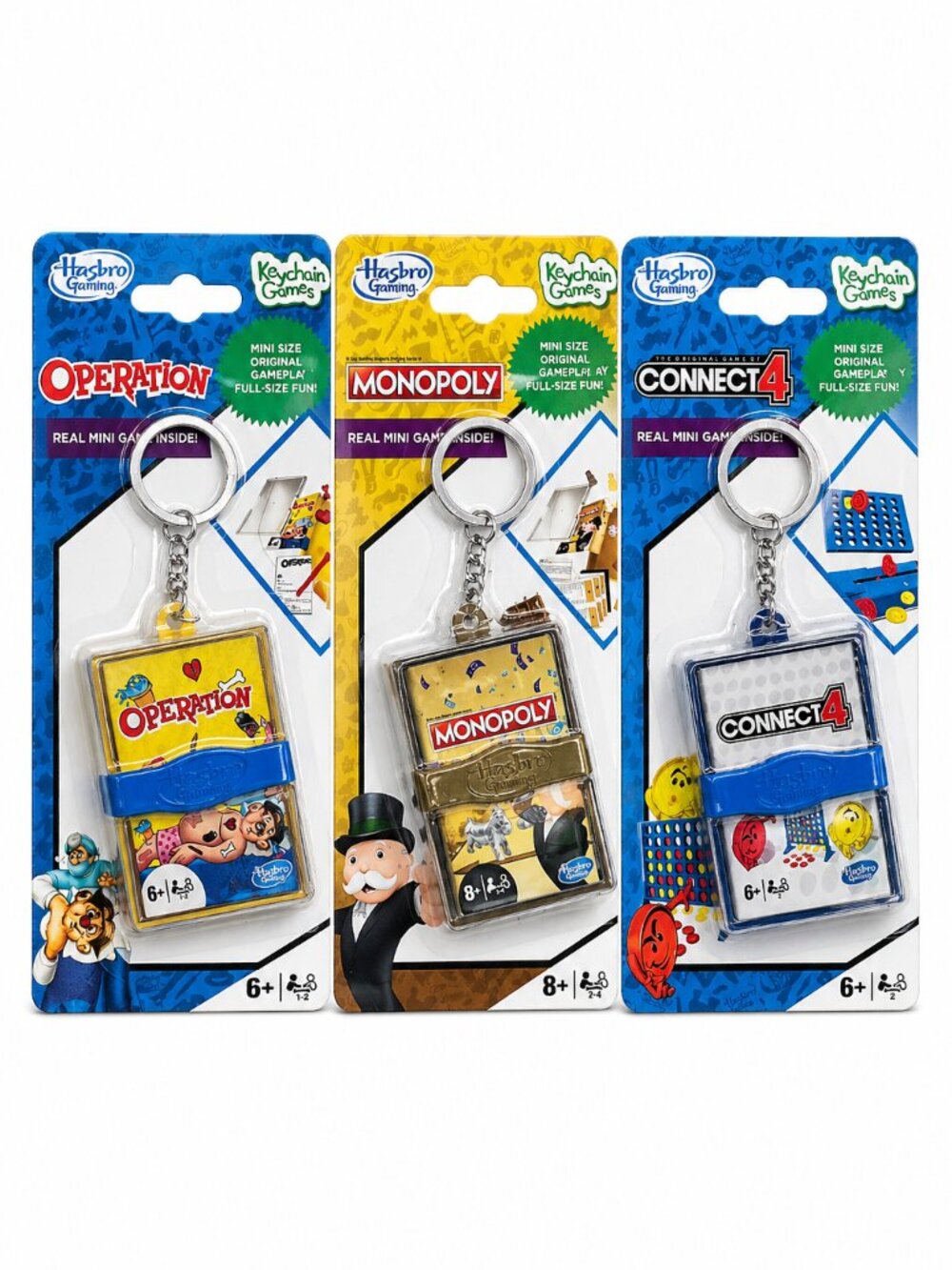 Hasbro Game Mini Gaming Keychain Bundle - Operation - Connect 4 - Monopoly - New